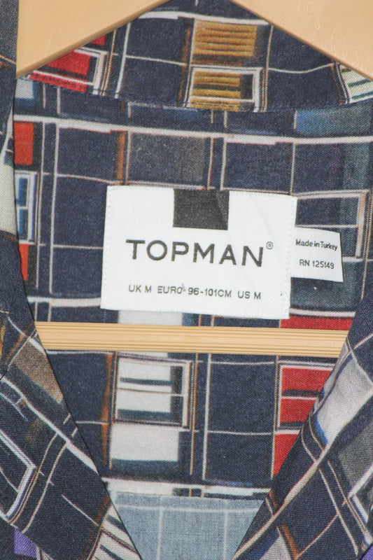 Topman Black Printed Viscose Shirt – Medium (MEN)