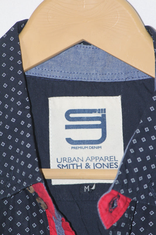 Smith & Jones Black Cotton Half Sleeve Shirt – Medium (Men)