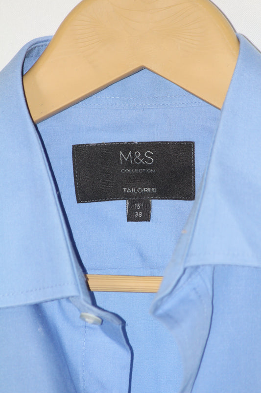 M&S Sky Blue Polyester Shirt – Medium (Men)