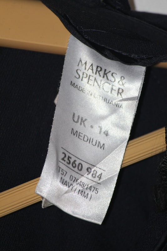 M&S Navy Blue Straight Pant - Medium