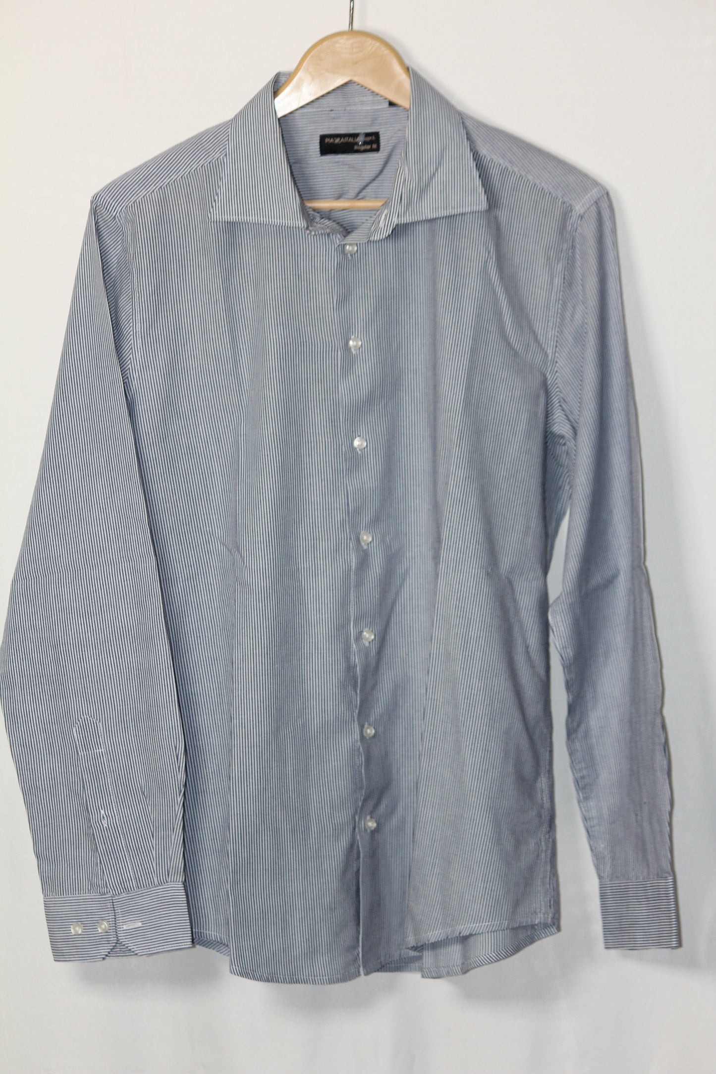 Piazaitalia Blue Stripe Polyester Shirt – Large (Men)