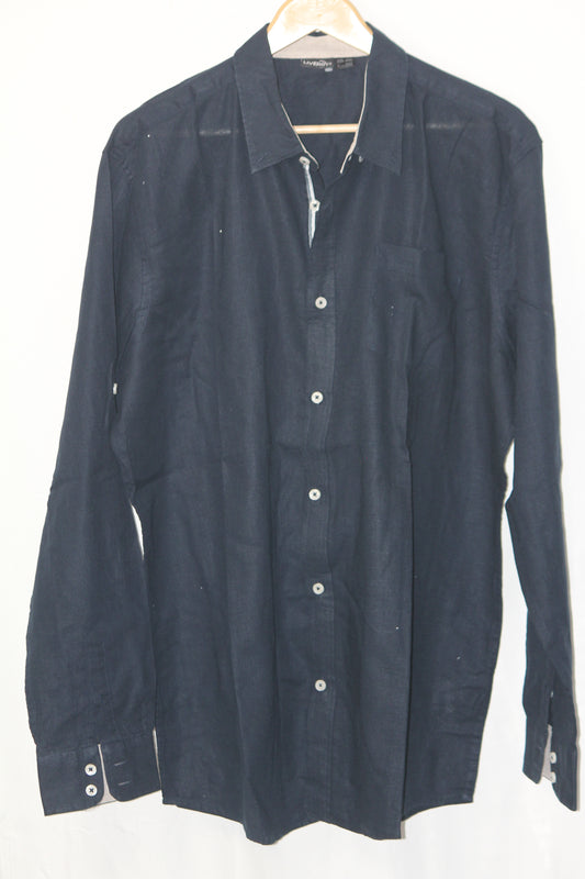 Livergy Navy Blue Linen Shirt – Large (Men)