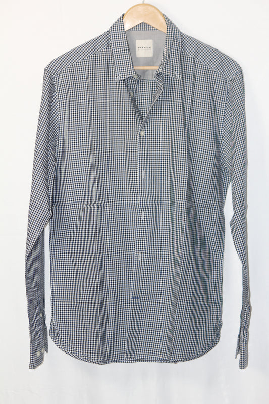 Premium Black & White Cotton Shirt – Large (Men)