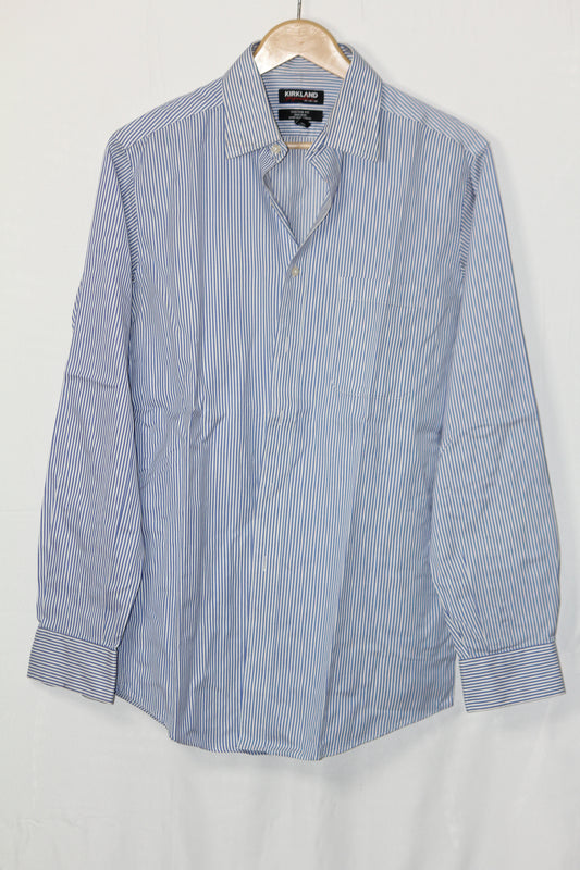 Kirkland White Stripe Cotton Shirt – Medium (Men)