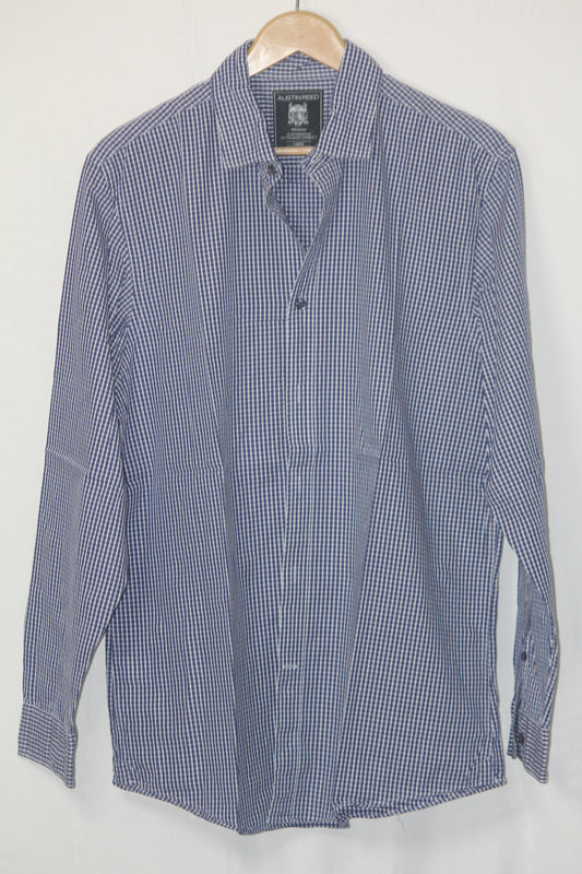 Austin Reed Blue Checkered Button Down Shirt – Large (Men)