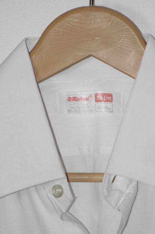 St Michael White Polyester Shirt – Medium (Men)