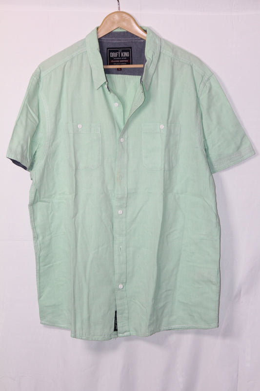 Drift King Green Half Sleeves Button Down Shirt – Large (Men)