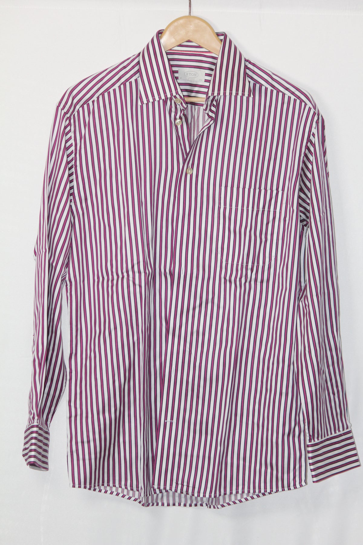 Eton White Striped Button Down Shirt – Medium (Men)
