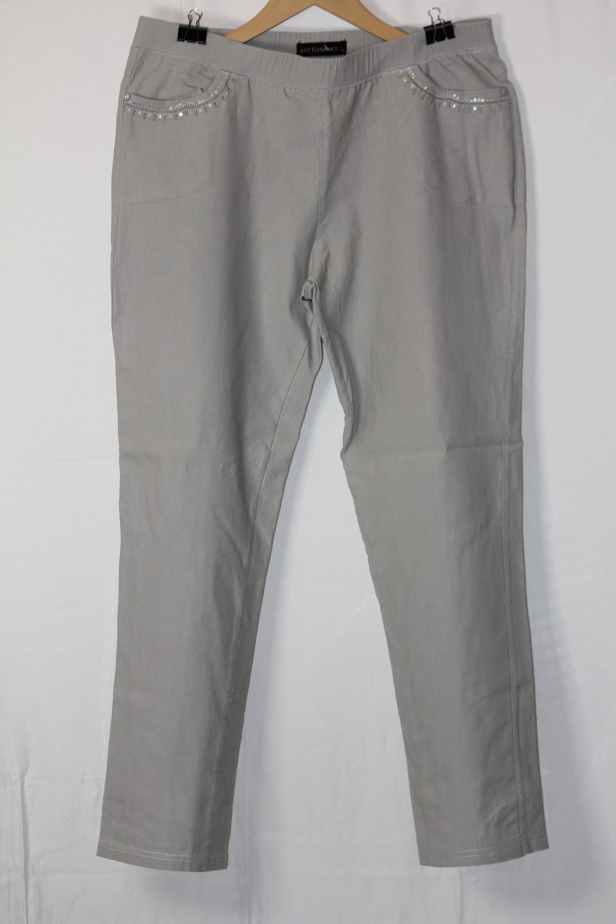 Just Elegance Grey Straight Pant - Medium