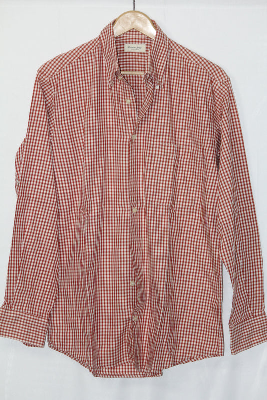 Cristian Berg Orange & White Checkered Shirt – Large (Men)