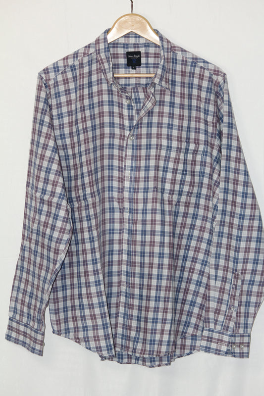 James Pringle White Checkered Button Down Shirt – Large (Men)