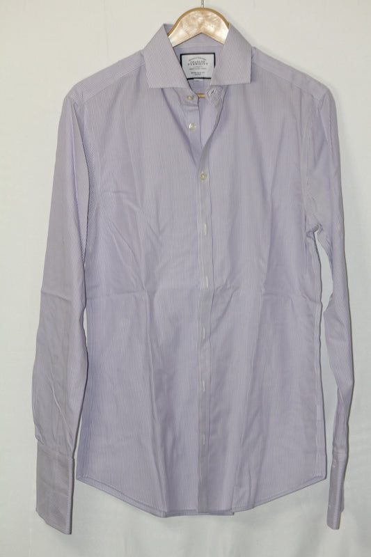 Charles Tyrwhitt White & Purple Striped Shirt – Medium (Men)