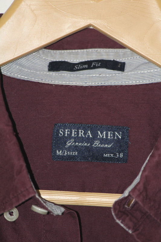 Sfera Men Maroon Button Down Shirt – Medium (Men)