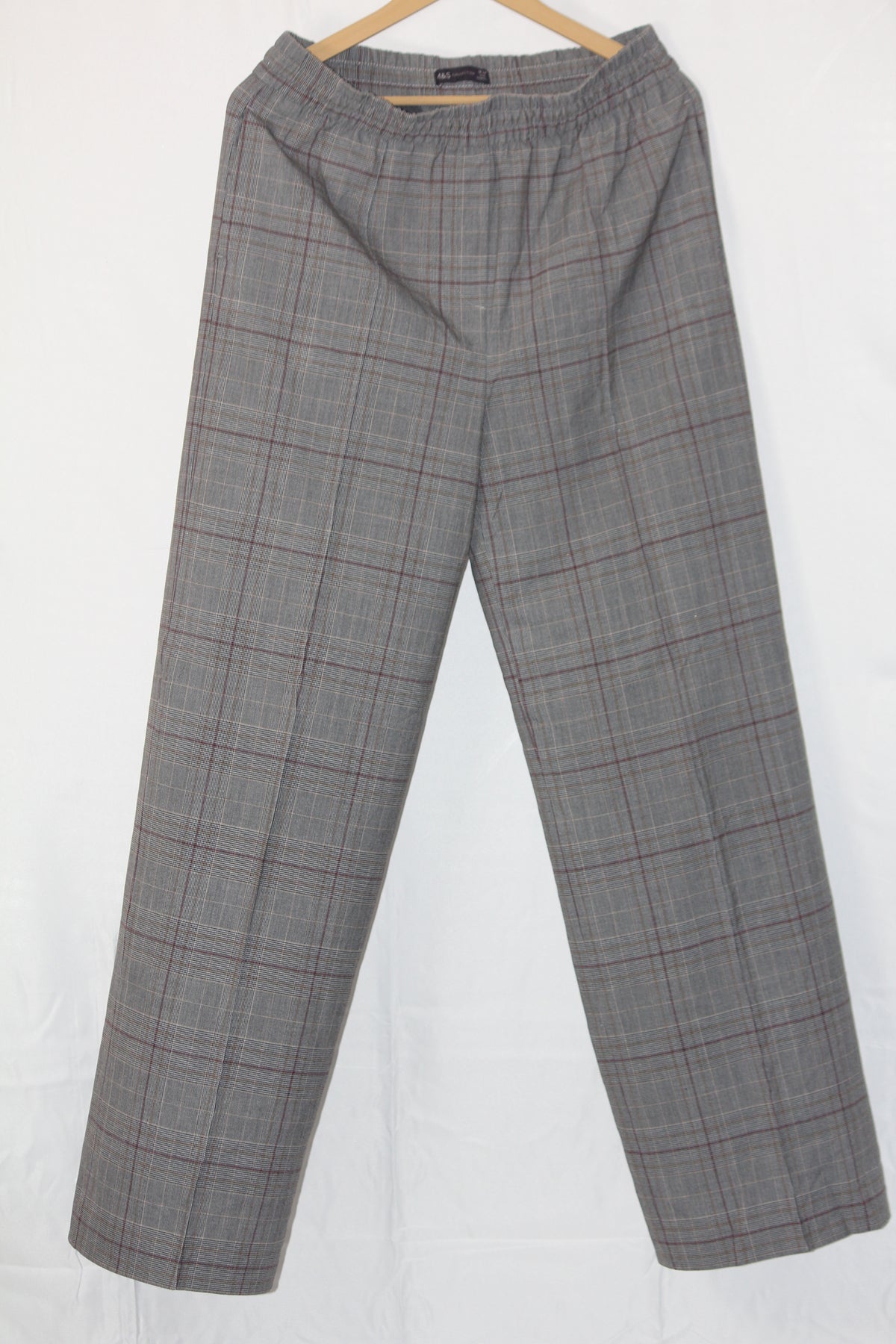 M&S Grey Check Palazzo Pant (Medium)