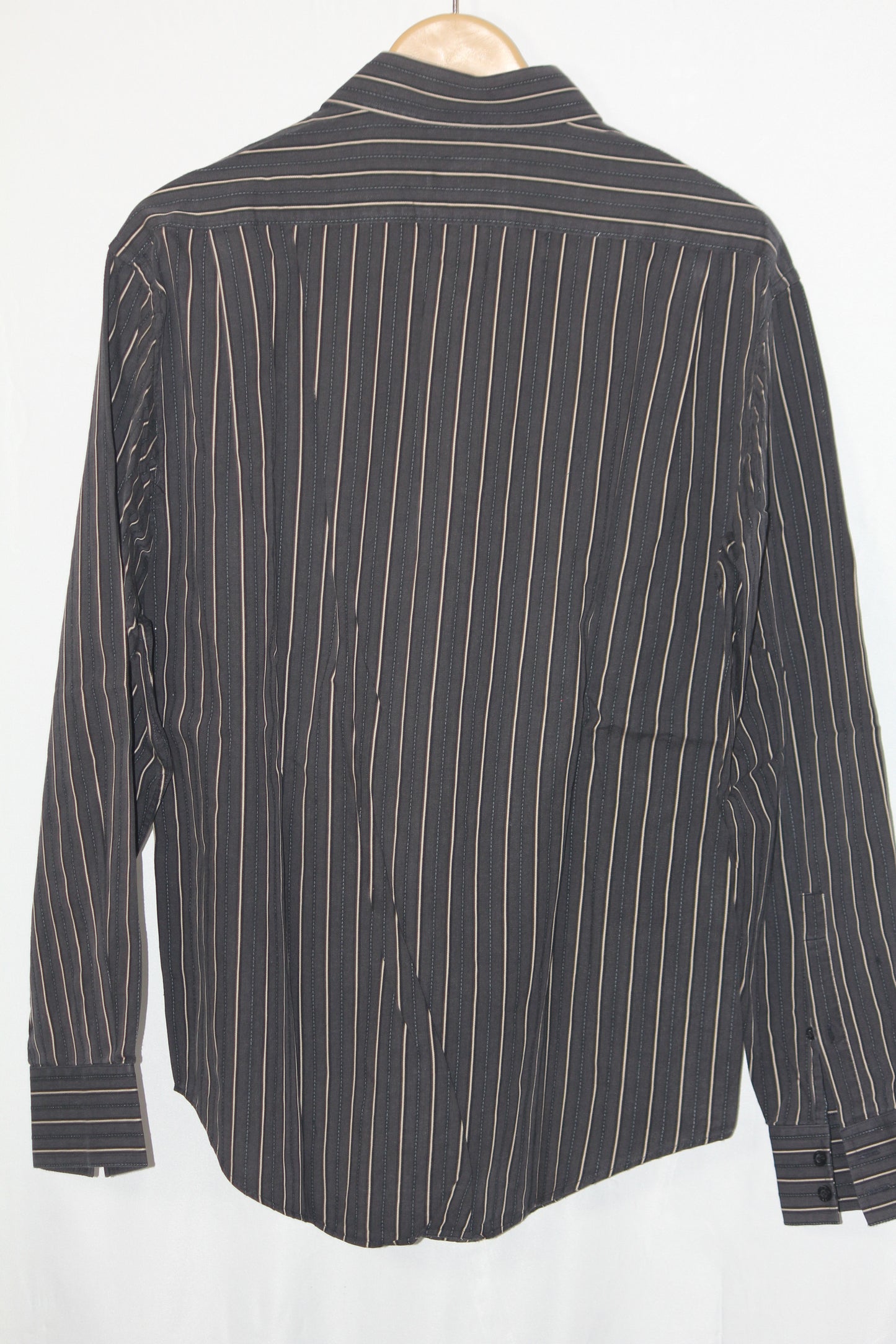 YSL Brown Striped Button Down Shirt – Medium (Men)
