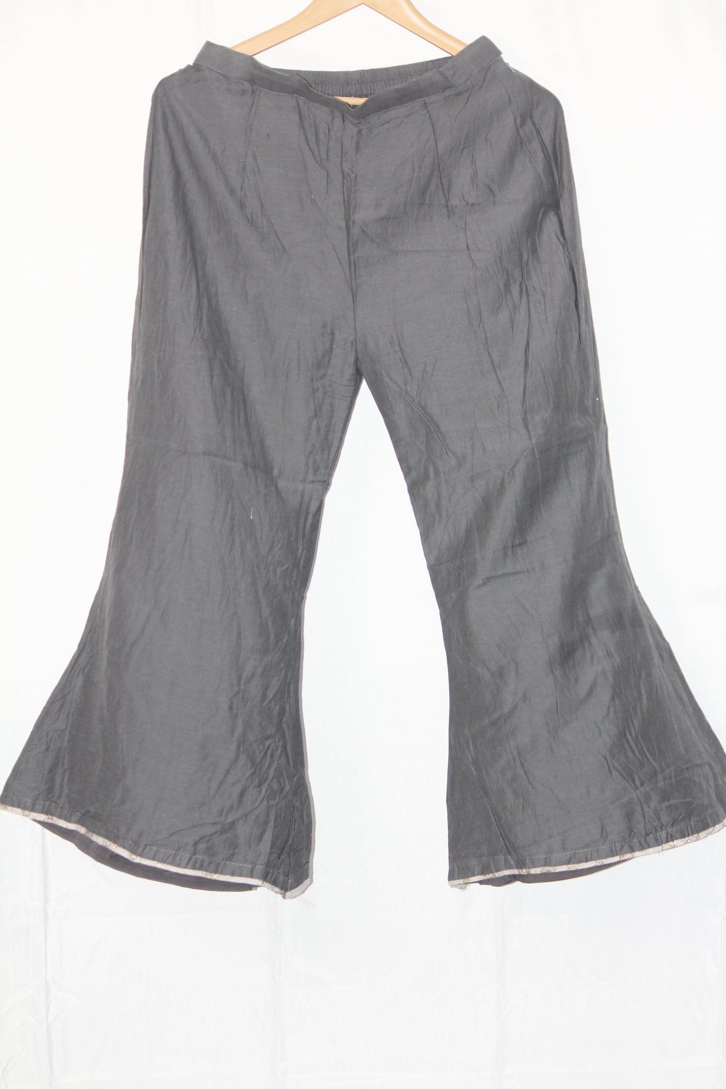Thriftyfy Grey Cotton Bell Bottom Pants