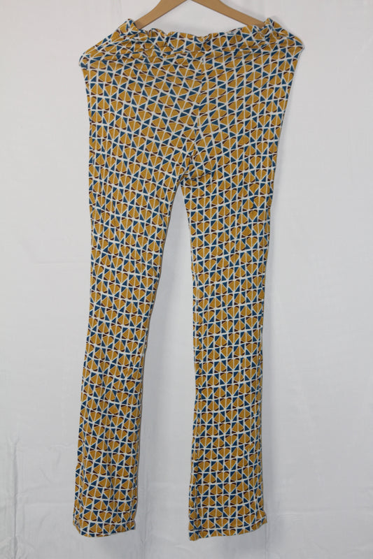 Thriftyfy Yellow & Brown Stretch Bell Bottom Pants