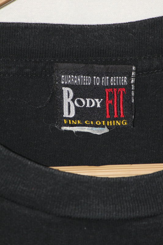 Body Fit Black Printed T-Shirt