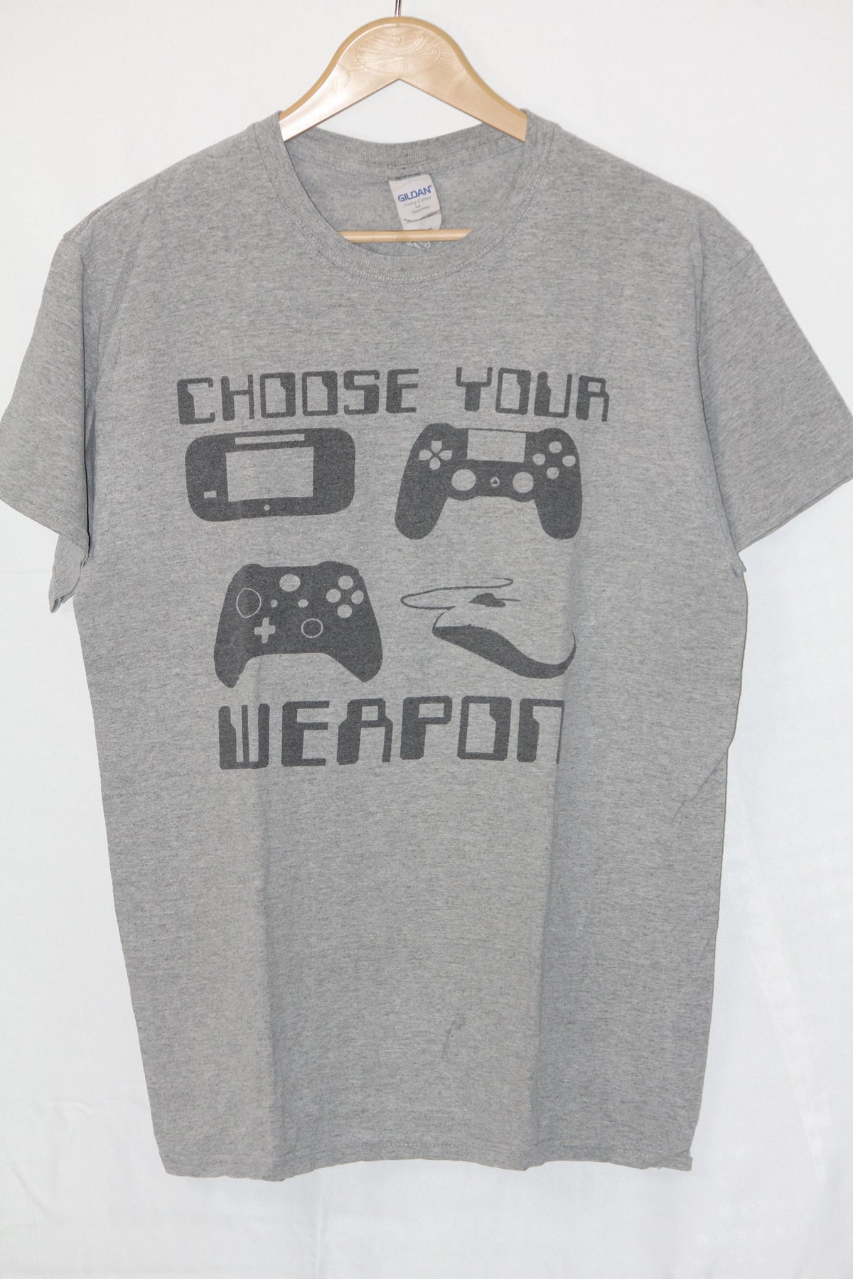 Gildan Grey Printed T-Shirt