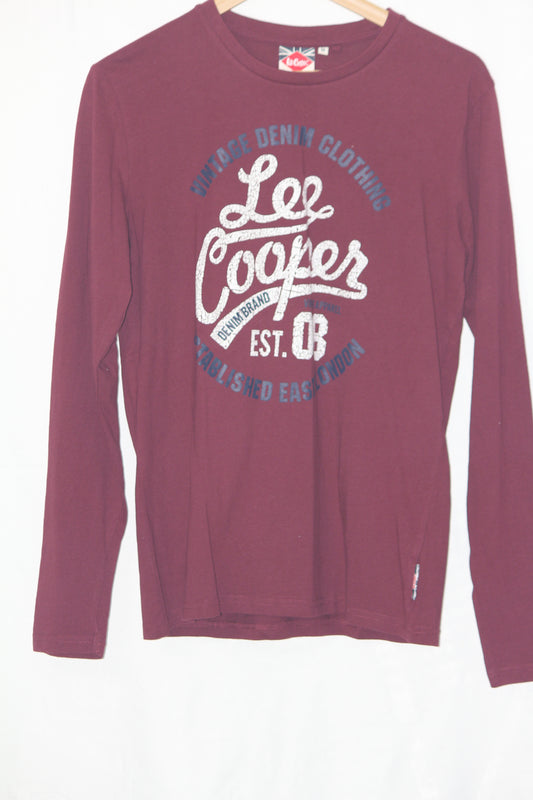 Lee Cooper Dark Red Full Sleeves T-Shirt – Medium