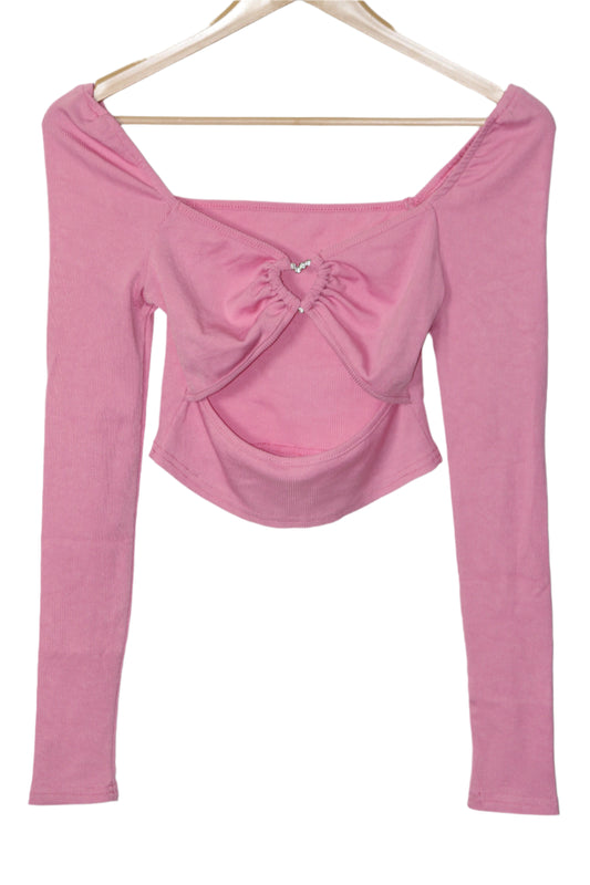 Pink Full Sleeve Crop Top – Shein (Small)