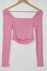 Pink Full Sleeve Crop Top – Shein (Small)