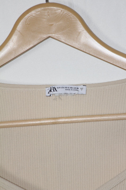 Cream Full Sleeve Crop Top – Zara (XS-Small)