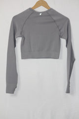 Gray Full Sleeve Crop Top – Work Out (XS)