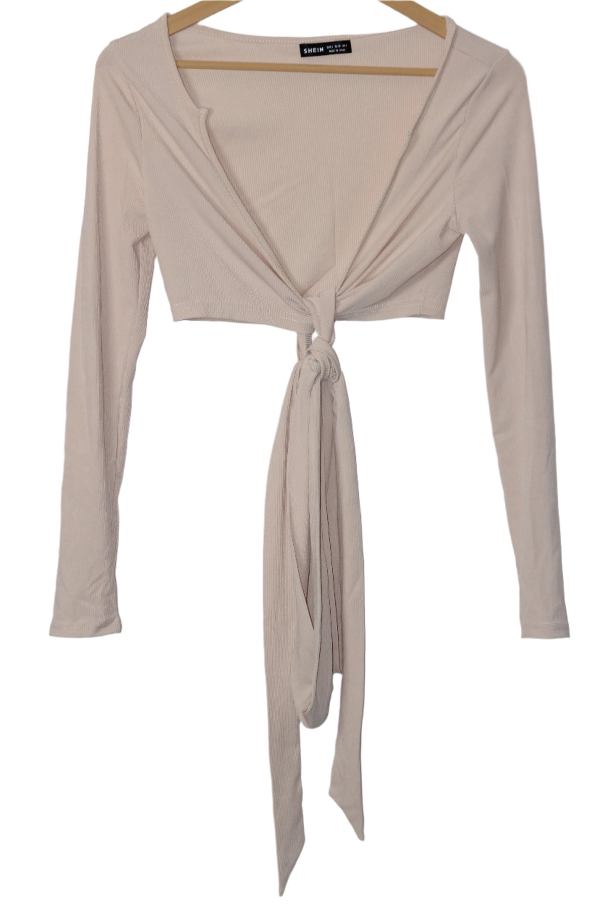 Cream Full Sleeve Crop Top – Shein (Small)