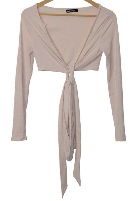 Cream Full Sleeve Crop Top – Shein (Small)