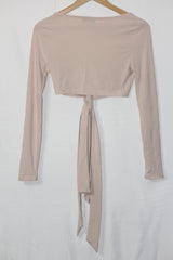 Cream Full Sleeve Crop Top – Shein (Small)