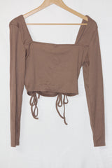 Brown Full Sleeve Crop Top – Shein (Medium)