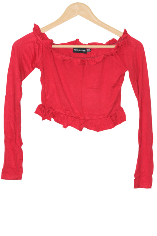 Red Full Sleeve Crop Top – Pretty Little Thing (Small)