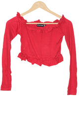 Red Full Sleeve Crop Top – Pretty Little Thing (Small)
