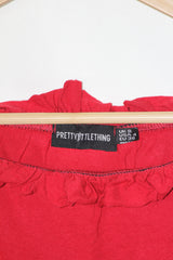 Red Full Sleeve Crop Top – Pretty Little Thing (Small)
