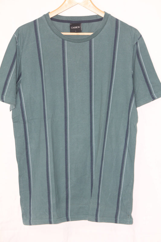 Carbon Green T-Shirt with Blue Stripes