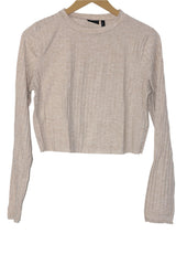 Cream Full Sleeve Crop Top – Osos Design (Small)