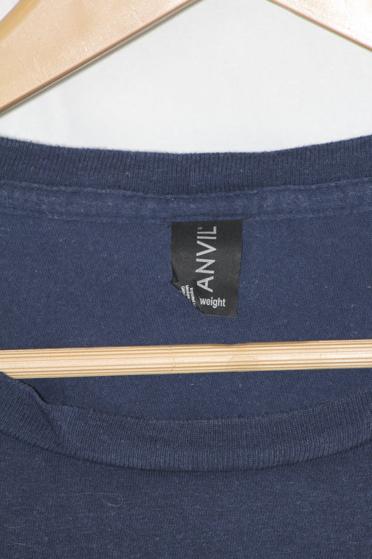 Anvil Navy Printed T-Shirt