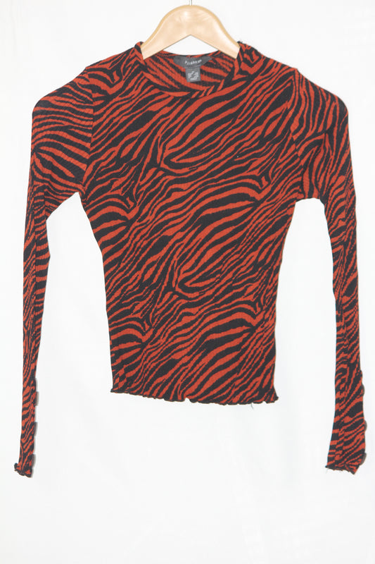 Orange Black Full Sleeve Crop Top – Primark (XS)
