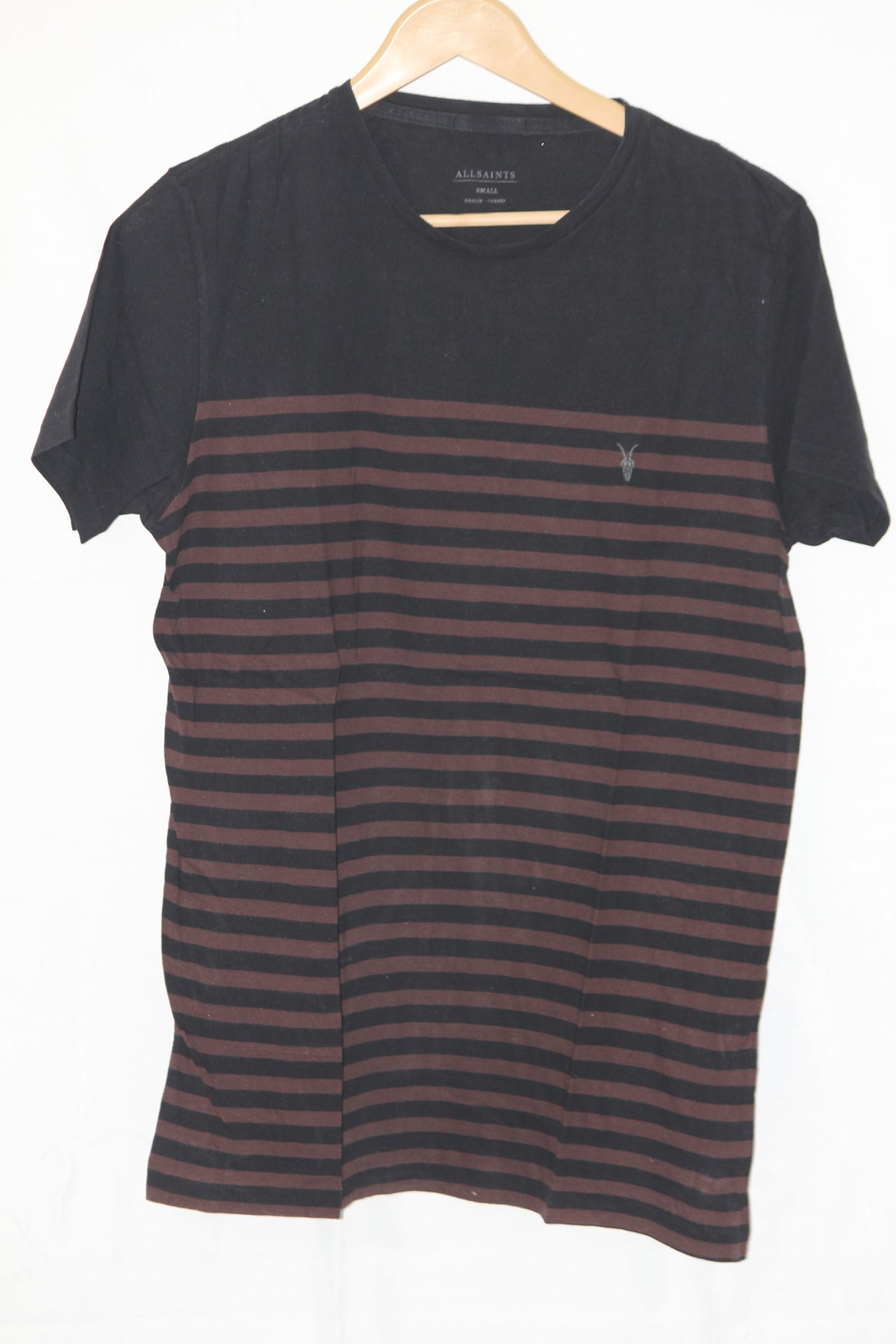 All Saints Black & Brown Striped T-Shirt