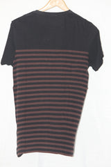 All Saints Black & Brown Striped T-Shirt