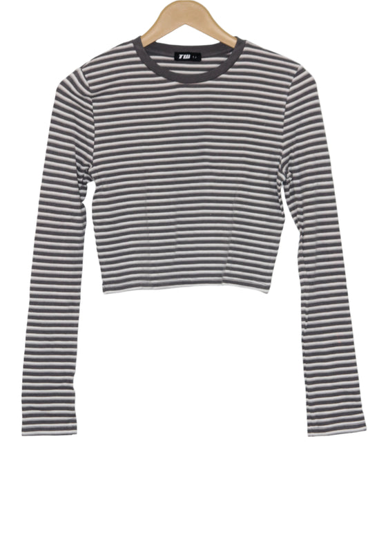 Gray Full Sleeve Crop Top – TW (Large)