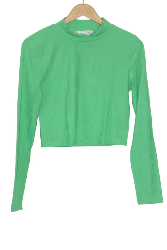 Dark Green Full Sleeve Crop Top – Primark (Medium)