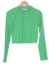 Dark Green Full Sleeve Crop Top – Primark (Medium)