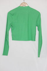 Dark Green Full Sleeve Crop Top – Primark (Medium)