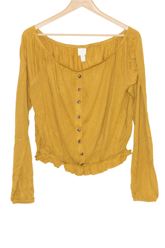 Yellow Full Sleeve Crop Top – H&M (Large)