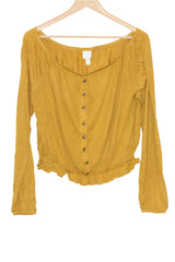 Yellow Full Sleeve Crop Top – H&M (Large)