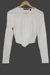White Full Sleeve Crop Top – Vero Moda (Medium)