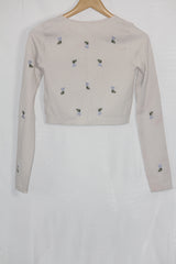 White Full Sleeve Crop Top – Stradivarius (Large)