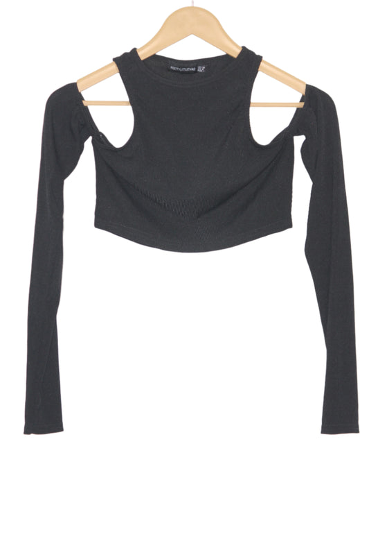 Black Full Sleeve Crop Top – Pretty Little Thing (Small)